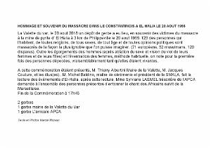 2018 08 20 LA VALETTE DU VAR - HOMMAGE AUX VICTIMES DU MASSACRE D EL HALIA